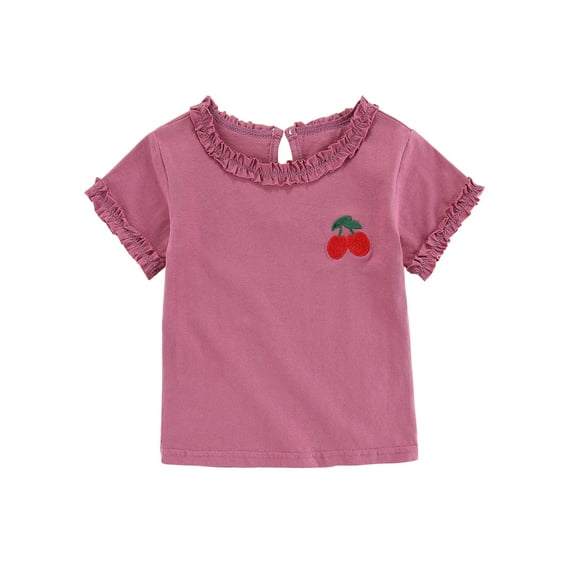 Hienoo Infant Girls T Shirt Ruffles Short Sleeve Tshirt Versatile Pullover T-Shirt