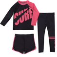 thumbnail image 1 of Hienoo Kids 3-Piece Swimsuit Long Sleeve Rash Guard Pants Shorts Quick Dry Upf 50+ Bathing Suit, Sizes 2-10, 1 of 8