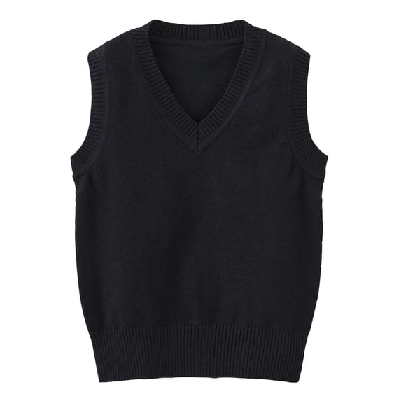 Hienoo Kids Knitted Vest School Style V Neck Sleeveless Sweater Fall Winter Warm Tank Top