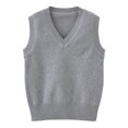 thumbnail image 1 of Hienoo Kids Knitted Vest School Style V Neck Sleeveless Sweater Fall Winter Warm Tank Top, 1 of 5