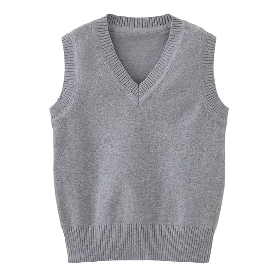 Hienoo Kids Knitted Vest School Style V Neck Sleeveless Sweater Fall Winter Warm Tank Top