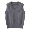 thumbnail image 1 of Hienoo Kids Knitted Vest School Style V Neck Sleeveless Sweater Fall Winter Warm Tank Top, 1 of 5