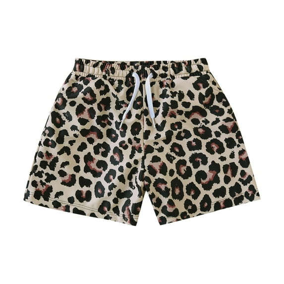 Hienoo Kids Little Boys Swim Trunks Summer Leopard Print Board Shorts Beachwear Swimwear Swimming Trunks