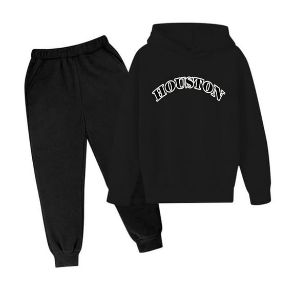 Hienoo Kids Sweatsuit Houston Print Pullover Hoodie Sweatpants 2Pcs Set for Boys and Girls