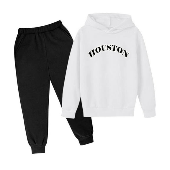 Hienoo Kids Sweatsuit Houston Print Pullover Hoodie   Sweatpants 2Pcs Set for Boys and Girls