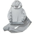 thumbnail image 1 of Hienoo Little Boys Active Sweatsuit Solid Hoodie and Sweatpants Basic Casual 2Pcs Outfits, 1 of 3