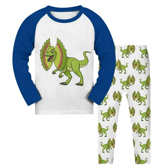 Hienoo Little Boys Dinosaur Print Long Sleeve Top and Pants Pajamas Set, 2-Piece