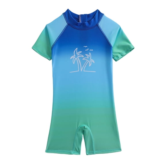 Hienoo Little Boys Gradient Short Sleeve One-Piece Swimsuit Surfing Suit with UPF50+