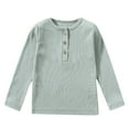 thumbnail image 1 of Hienoo Little Boys Henley T-Shirt Solid Long Sleeve Ribbed T Shirt Casual Undershirt, 1 of 2