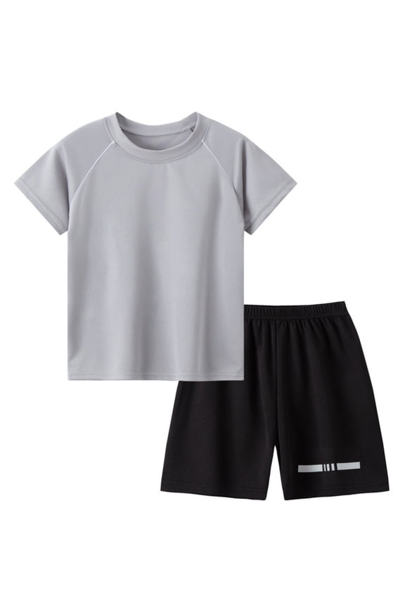 Little Boys Quick Dry Sports Outfits Short Sleeve T-Shirt Shorts Set, Sizes 5-6Y