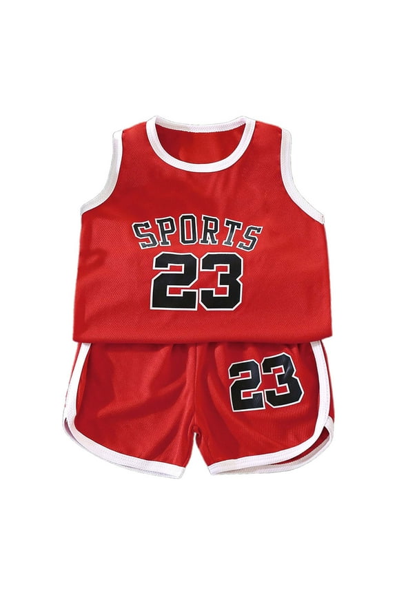 Little Boys Quick Drying Sports Outfits Basketball Activewear Shorts Set, Size 1-11
