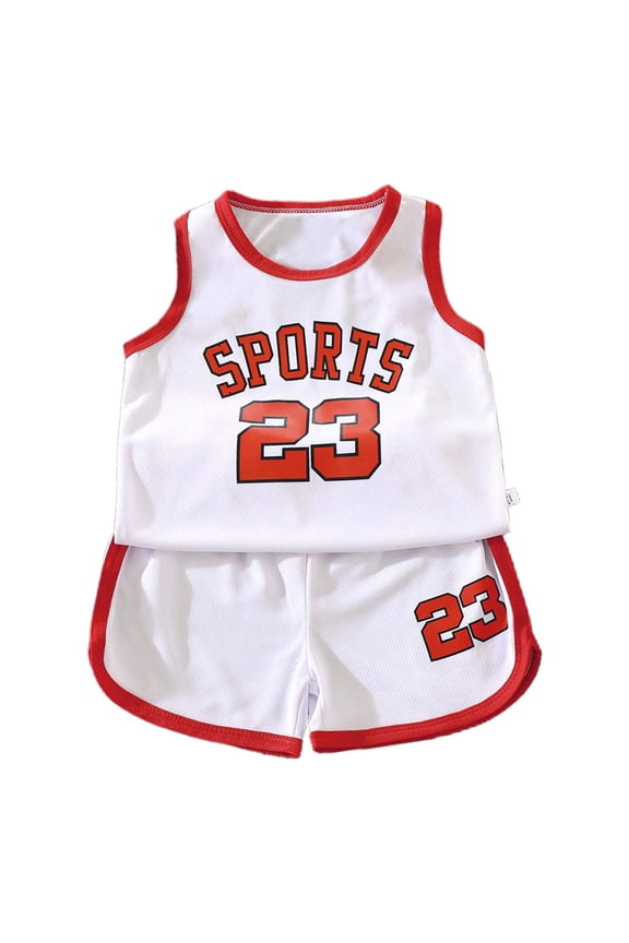 Little Boys Quick Drying Sports Outfits Basketball Activewear Shorts Set, Size 1-11