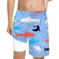 thumbnail image 1 of Hienoo Little Boys Shark Print Compression Liner Swim Trunks Beach Shorts, 1 of 4