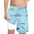 thumbnail image 1 of Hienoo Little Boys Shark Print Quick Drying Swim Trunks with Compression Liner, 1 of 4