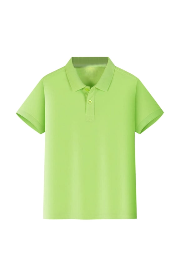 Little Boys Solid Short Sleeve Polo Shirt Unisex Kids Plain T-Shirt, Sizes 4-12