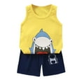 thumbnail image 1 of Hienoo Little Boys Summer Outfits Cartoon Print Soft Tank Top & Shorts Set, Sizes 5-6Y, 1 of 2