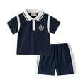 thumbnail image 1 of Hienoo Little Boys Summer Outfits Casual Short Sleeve Polo Shirt Shorts Set, Sizes 6-7Y, 1 of 6