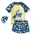 thumbnail image 1 of Hienoo Little Boys Swimsuit Shark Print Short Sleeve Rash Guard Shorts Bathing Suit, Sizes 4-12, 1 of 5