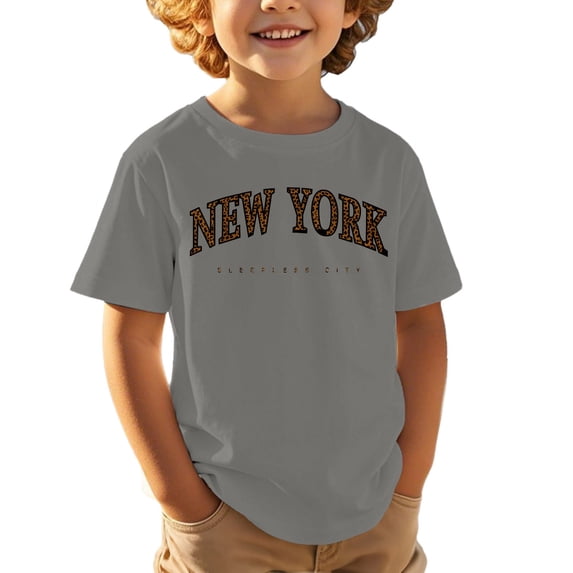 Hienoo Little Boys T-Shirt New York Printed Short Sleeve T Shirt Summer Casual Tshirt Tee