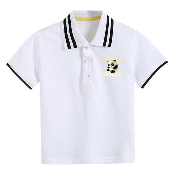 Hienoo Little Boys T Shirt Panda Print Short Sleeved Polo Shirt Casual Sports Tee Shirt