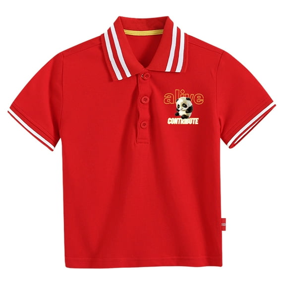 Hienoo Little Boys T Shirt Panda Print Short Sleeved Polo Shirt Summer Active Tshirt