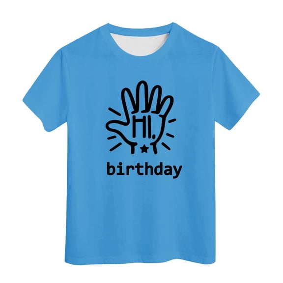 Hienoo Little Girl Birthday T-Shirt Letter Print Short Sleeve Tee Summer Crewneck T Shirt