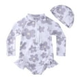 thumbnail image 1 of Hienoo Little Girl Quick Dry Long Sleeve Rash Guard One-Piece Swimsuit UPF 50+ Bathing Suit, 1 of 8