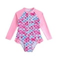 thumbnail image 1 of Hienoo Little Girl's Long Sleeve Zip-Up Rash Guard One-Piece Swimsuit Scale Print Swimwear, 1 of 5