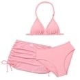 thumbnail image 1 of Hienoo Little Girls 3 Piece Swimsuits Halter Bikini Set with Cover Up Skirt Bathing Suits, 1 of 5