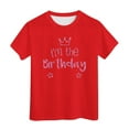 thumbnail image 1 of Hienoo Little Girls Birthday T Shirt Letter Print Short Sleeve Crewneck T-Shirt Tee Top, 1 of 3