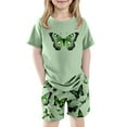 thumbnail image 1 of Hienoo Little Girls Casual Outfits Butterfly Print Short Sleeve T Shirt Shorts Set, 2-Piece, Sizes 6-7Y, 1 of 3