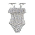 thumbnail image 1 of Hienoo Little Girls Floral Ruffle One-Piece Swimsuit Quick Drying Swimwear, Sizes 1-8, 1 of 2