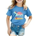 thumbnail image 1 of Hienoo Little Girls Graphic Tee Turtle Print Short Sleeve Casual T-Shirt, Sizes 12M-13T, 1 of 3