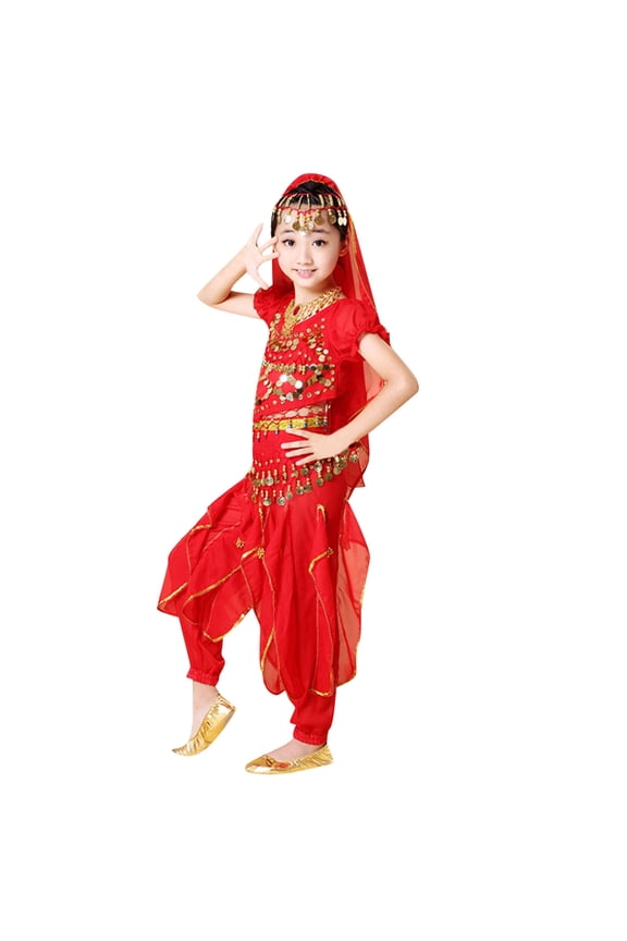 Little Girls Belly Dance Performance Outfit Dancewear Clothes, Sizes 5-6Y