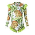 thumbnail image 1 of Hienoo Little Girls Long Sleeve Zip-Up Rash Guard Tropical Ruffle One-Piece Swimsuit, 1 of 5