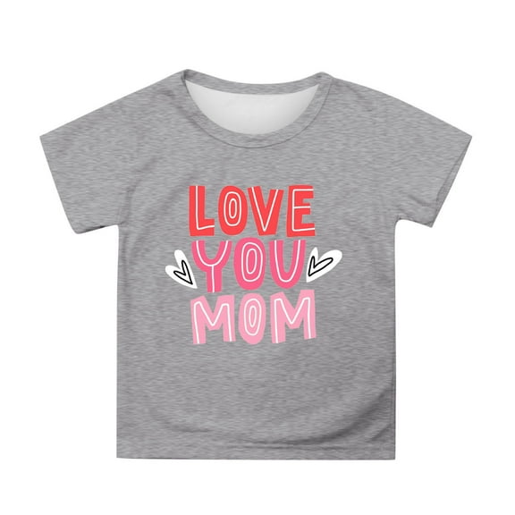 Hienoo Little Girls Mother's Day Tshirt Letter Print Short Sleeve T-Shirt, Sizes 3-13