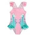 thumbnail image 1 of Hienoo Little Girls One Piece Swimsuit Peacock Print Ruffle Quick Dry Bathing Suit Swimwear, 1 of 5