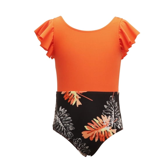 Hienoo Little Girls One-Piece Swimsuit Ruffle Tropical Bathing Suit UPF 50+ Beach Swimwear