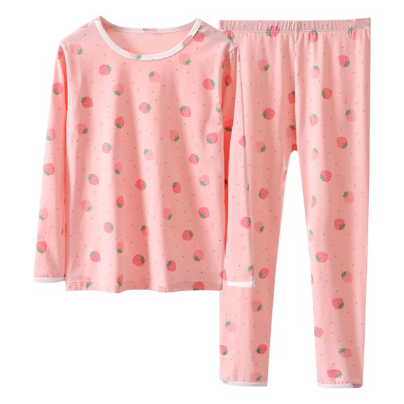 Hienoo Little Girls Pajamas Cartoon Long Sleeve Top Pants Sleepwear Set, 2-Piece