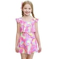 thumbnail image 1 of Hienoo Little Girls Ruffle Swim Dress Sun Protection Bathing Suit Cute Swimsuit Swimwear, 1 of 8