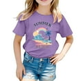 thumbnail image 1 of Hienoo Little Girls Summer Beach Tshirt Short Sleeve Comfortable Graphic T-Shirt For Kids, 1 of 3