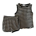 thumbnail image 1 of Hienoo Little Girls Summer Outfits Cotton Linen Tank Top and Shorts 2Pcs Set, Size 2-9, 1 of 8