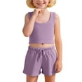 thumbnail image 1 of Hienoo Little Girls Summer Outfits Cotton Ribbed Sports Tank Top Shorts Set, Sizes 1-7, 1 of 8