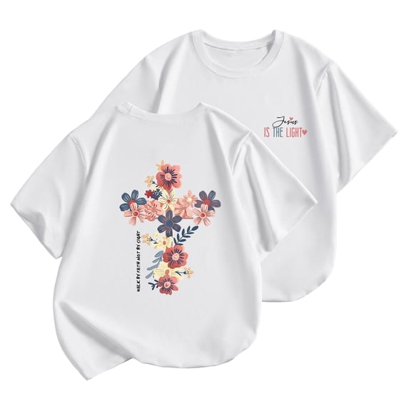 Hienoo Little Girls T-Shirt Short Sleeved Graphic T Shirt Loose Leisure Tshirt