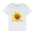 thumbnail image 1 of Hienoo Little Girls' T-Shirt Sunflower Print Short Sleeves Cotton T Shirt Summer Casual T Shirt, 1 of 3