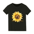thumbnail image 1 of Hienoo Little Girls T Shirt Sunflower Print Short Sleeves Cotton Tshirt Versatile Pullover T-Shirt, 1 of 3