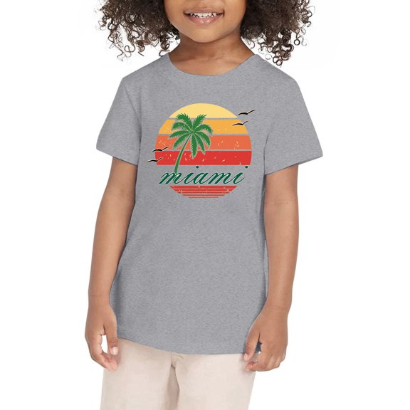Hienoo Little Girls T-Shirt Tropical Print Short Sleeve T Shirt Loose Leisure Tshirt