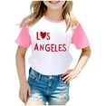 thumbnail image 1 of Hienoo Little Girls' Tee Los Angeles Print Short Sleeve T Shirt Summer Trendy Tshirt, 1 of 3