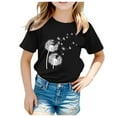 thumbnail image 1 of Hienoo Little Girls Tshirt Dandelion Short Sleeve Crewneck T Shirt Children's Casual T-Shirt, 1 of 3