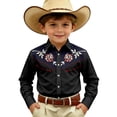 thumbnail image 1 of Hienoo Long Sleeve Western Shirt for Boys Casual Button Down Cowboy Shirt Top, Sizes 4-13, 1 of 3